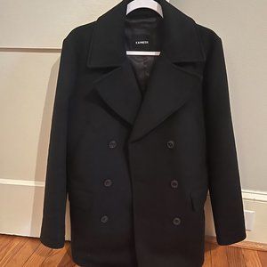 Express Black Wool-Blend Peacoat